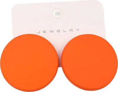 Produktbild von 1 Paar Ohrstecker, Bonbonfarben, geometrisch, Sprühfarbe, Piercing, schlicht, für Damen und Mädchen, große runde Ohrstecker, Modeschmuck, Geschenk für Freundinnen-Dunkelorange
