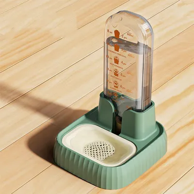 Image de Fontaine à eau pour animaux Zimilo 1200 ml avec filtre, alimentation automatique en eau, base antidérapante, jauge transparente, distributeur d'eau pour chats et chiens, vert