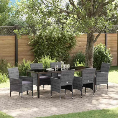 Image de Mobilier d'extérieur exclusif - Ensemble de table et chaises de jardin, 7 pièces, gris, en résine tressée