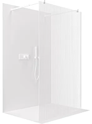 Obrázek produktu pro Sprchová zástěna Walk-in Onyx Duo L/P - 8 mm - kulatá vzpěra - bílá matná, rýhované sklo - 120x200 cm