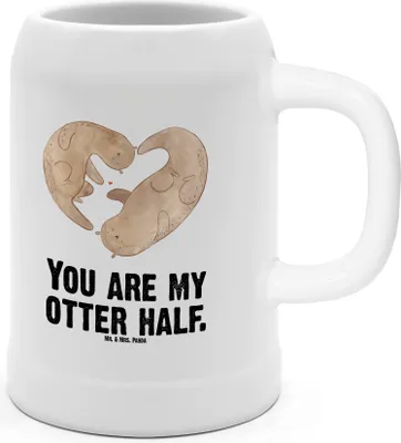 Produktbild von Mr. & Mrs. Panda Krug Otter Herz - Weiß - Geschenk, Paar, Humpen, Seidel, Tonkrug, Keramikkrug, Liebe, Steinkrug