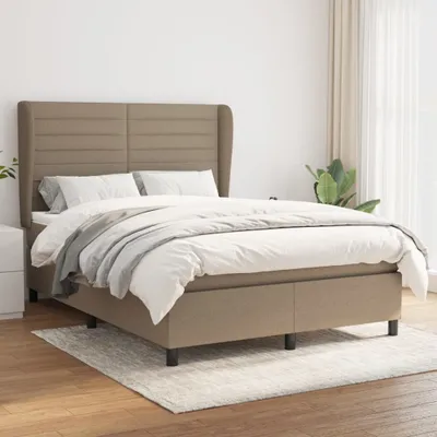 Produktbild von The Living Store Boxspringbett mit Matratze Taupe 140x190 cm Stoff