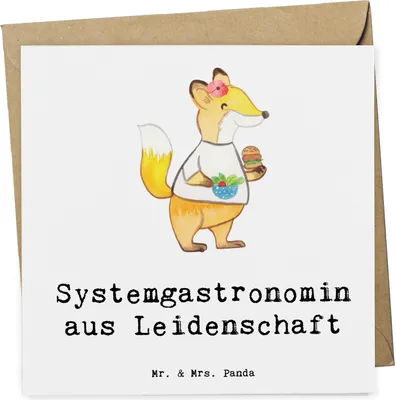 Produktbild von Mr. & Mrs. Panda Grußkarte Systemgastronomin Leidenschaft - Weiß - Geschenk, anlasskarte, Klappkarte, doppelkarte, faltkarte, Glückwunschkarte