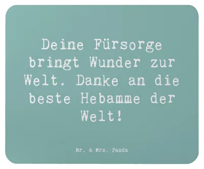 Produktbild von Mr. & Mrs. Panda Mauspad Spruch Beste Hebamme - Meeresbrise - Geschenk, Aufmerksamkeit, Mousepad, besondere Momente, Hebammenliebe, computer, Mouse Pad, Danke sagen, pc