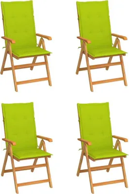 Produktbild von Maison Exclusive - Klappstühle, 4er-Set, mit hellgrünen Kissen, aus massivem Teakholz