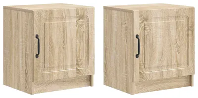 Produktbild von "2026 Moderne"Nachttisch 2er-set elegantes Design - Nachtschrank - für Schlafzimmer - Sonoma-Eiche 43x34,5x47cm Holzwerkstoff - Nachttische & -schränke BestMöbel 895263