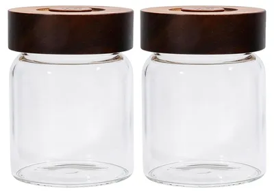 2er-Set Glas-Vorratsdosen 400 ml mit Holzdeckel