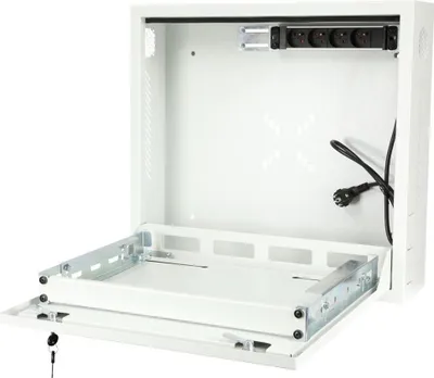 Produktbild von Lanview RWSLMWH1, Wandmontiertes Regal, 1U, 50 kg, Sperrschloss, 10,3 kg, Weiß