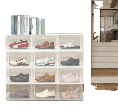 Produktbild von Schuhaufbewahrungsboxen, stapelbares Design, langlebiges Material, Transparent