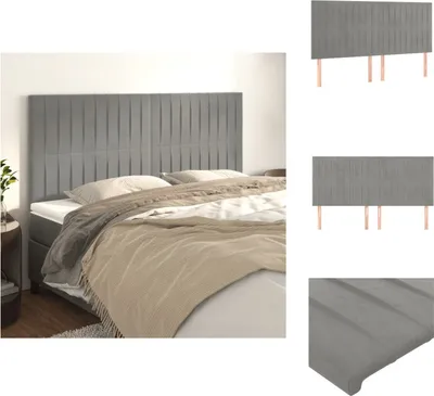 Produktbild von vidaXL Kopfteile 4 Stk. Hellgrau 100x5x78/88 cm Samt -  Kopf- & Fußenden
