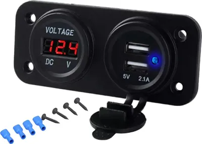 Obrázok produktu pre APT PLS37B Voděodolná zásuvka 2xUSB, voltmetr do auta
