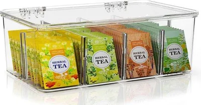 Image de Boîte à sachets de thé empilable, transparente, 1 pièce