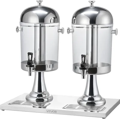 Image de Distributeur de boissons 8 L x 2 Distributeur de boissons pour fête avec plateau à robinet