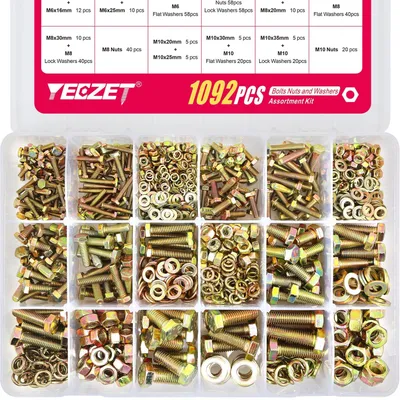 Zdjęcie produktu dla Zestaw 1092 śrub i nakrętek metrycznych, różnych rozmiarów