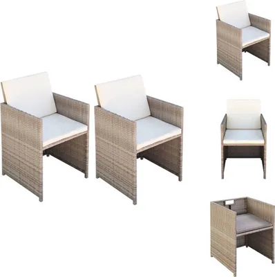Produktbild von vidaXL Gartenstühle 2 Stk. mit Polstern und Kissen Poly Rattan Beige -  Gartenstühle