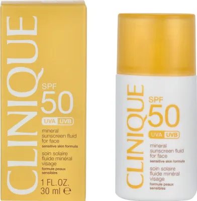 Produktbild von Clinique SPF 50 Mineral Sunscreen Fluid For Face, Sonnenschutzcreme, Gesicht, Flasche, Schutz, Empflindliche Haut, 30 ml