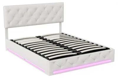 Immagine prodotto di Letto contenitore - Letto con molle insacchettate - Letto con spazio contenitore - Letto con sistema idraulico - Testiera regolabile - Rivestimento in tessuto