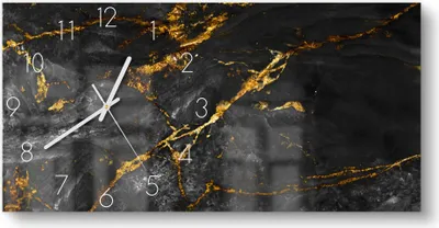 Produktbild von DEQORI Glasuhr 60x30 cm Zahlen 'Veredelter Naturstein' Wanduhr Glas Uhr Design leise