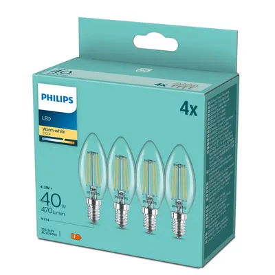 Obrázek produktu pro Philips 8718699696931, 4,3 W, 40 W, E14, 470 lm, 15000 h, Teplá bílá