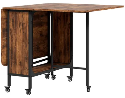 Immagine prodotto di Tavolo pieghevole per 6 persone con spazio contenitivo | Colore: marrone rustico | Dimensioni: 80x130x74 cm