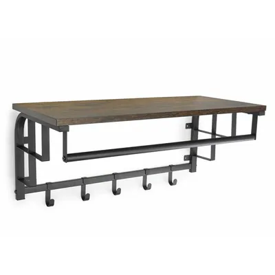Obrázek produktu pro Nástěnná police Háková lišta LOFT 66x27x30 cm Flür černá hnědá Dekorace