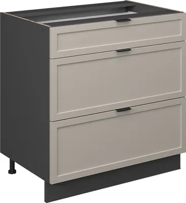 Imagen del producto de Mueble bajo de cocina Vicco Fame-Line GrisBeige 80 cm con 3 cajones, sin encimera, Model 50379