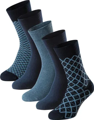 Produktbild von SCHIESSER Herren Socken, 5er Pack - "Bluebird", Baumwoll-Mix, uni/gemustert Blau/gemustert 43-46