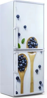 Produktbild von Kühlschrankdekoration  60x180 cm  Aufkleber auf dem Kühlschrank - Heidelbeeren in Holzschale