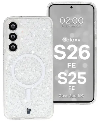 Produktbild von Glitzer Hülle mit Magnetring für Galaxy S26 FE / S25 FE, Bizon Case SparklO, Transparent mit Glitzer