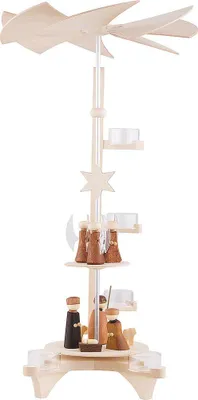 Produktbild von 2-stöckige Pyramide L-Form, Christi Geburt und Engel (50cm) von Seiffener Volkskunst