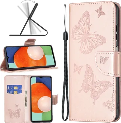 Produktbild von Mobigear Butterfly  Samsung Galaxy A13 4G Hülle Klapphülle Geldbörse - Roségold