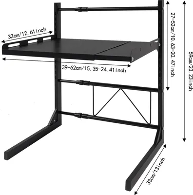 Immagine prodotto di Scaffale per microonde - Scaffale da appoggio indipendente - Larghezza regolabile - Altezza regolabile - Contenitore da cucina - Nero
