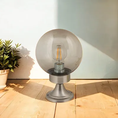 Produktbild von Terrassenleuchte Nickel Echt-Messing H:30cm Ø20cm Klassisch rund edel VERIA Außenleuchte Weg Terrasse