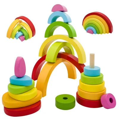 Produktbild von Omgoods – Montessori 3-in-1 Stapelturm und Bauklötze