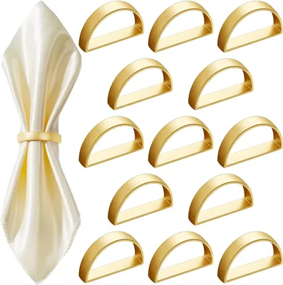 Produktbild von Edelstahl-Serviettenring, Metall-Serviettenringhalter, Tischdekoration, Küche, Abendessen, Party, Hochzeit (Gold, 10 Stück)