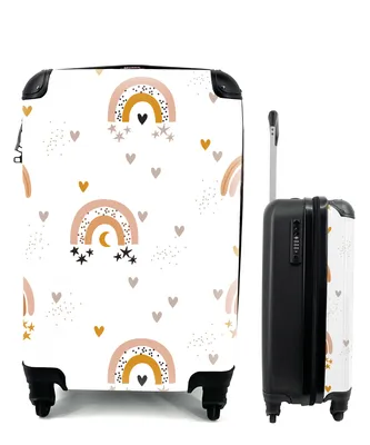 Obrázok produktu pre Kufrík Ručná batožina na kolieskach Malý cestovný kufor so 4 kolieskami Vzor - Srdcia - Dúha - Veľkosť kabíny < 55x40x23 cm & 55x40x20 cm - Foto kufor
