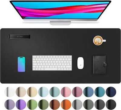 Produktbild von Schwarzes Bürostuhl-Überzug aus Kunstleder - antislip - für Büro und Homeoffice - 1 Stück - 60cm x 35cm