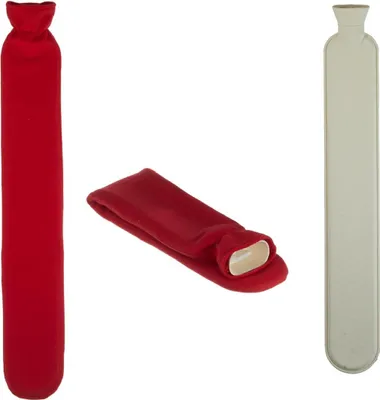 Produktbild von Wärmflasche XL 2 Liter Schlauch Extra Lang Bezug Rot  72cm