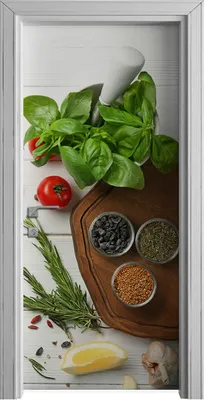 Produktbild von Tür Selbstklebende 90x210 cm Türfolie Türtapete Klebefolie - Gewürze Gemüse