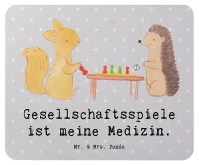 Produktbild von Mr. & Mrs. Panda Mousepad Eichhörnchen Gesellschaftsspiele - Grau Pastell - Geschenk, mausteppich, Spielen, computer, Mauspad, Mouse Pad, Spieleabend, mousematte