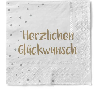 Produktbild von Sovie HORECA Serviette "Herzlichen Glückwunsch" aus Tissue 33 x 33 cm, 100 Stück
