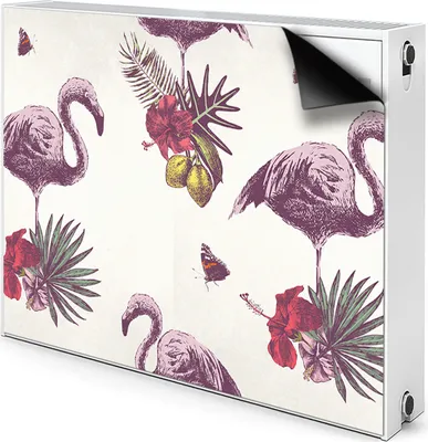 Produktbild von Magnet Radiator Magnet Mat Heizkörperverkleidung Heizkörper-Abdeckung Heizung 80x60 cm  - Flamingos & Hibiskus