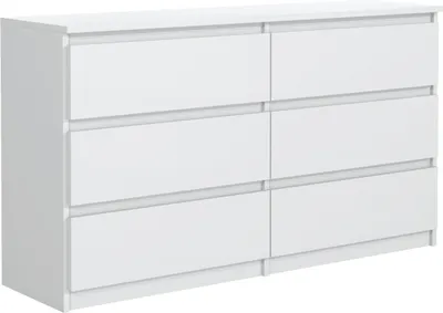 Produktbild von Komoda MebLocker so 6 zásuvkami 140 cm Ideálna do obývačky, spálne, detskej izby, izby pre mladých a kancelárie Moderné elegantné riešenie na štýlové uloženie a organizáciu (biela)