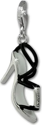 Produktbild von SilberDream Charm Anhänger Stiletto schwarz Zirkonia Silber Emaille FC883S