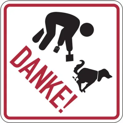 Produktbild von Dreifke® Hinweisschild, Piktogramm Hundekot aufsammeln, Danke, 200x200 mm, Al...