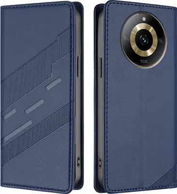 Image de Étui pour Realme 11 4G, étui portefeuille en cuirPolyuréthaneavec fente pour carte et fonction stand Blau