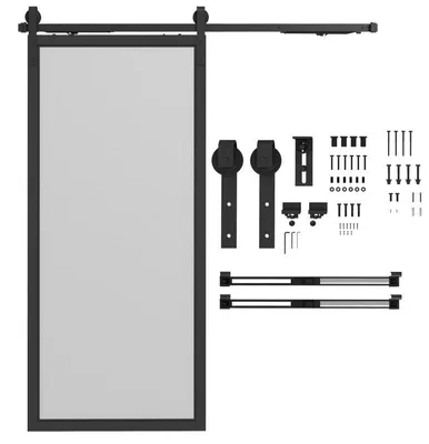 Zdjęcie produktu dla System przesuwne do drzwi przesuwnych | Kolor: czarny | Wymiary: 183 x 0,5 x 4 cm