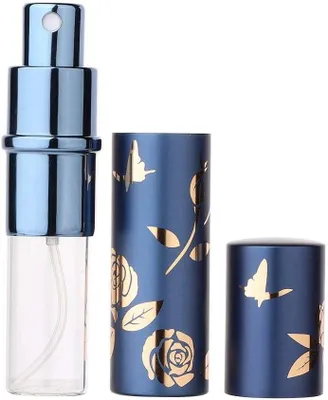 Produktbild von Tragbarer, nachfüllbarer, leerer Parfümzerstäuber – Parfümflasche in 4 Farben für Handtasche, Hosentasche oder Gepäck, 10 ml (Blau)