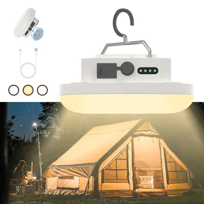 Produktbild von Hängendes Campingzeltlicht, wiederaufladbare LED-Laterne, tragbare, wasserdichte Outdoor-Campinglampe mit Batteriebetrieb für Glamping, Innenausfälle