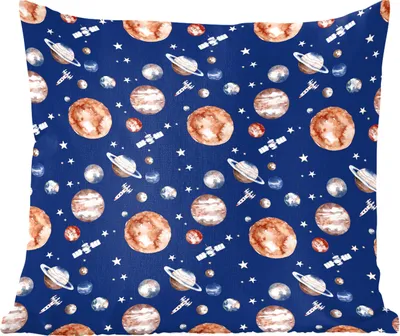 Produktbild von MuchoWow® Zierkissen Sofakissen Wohnzimmer Dekokissen 50x50 cm Weltraum - Planeten - Muster - Kinder - Kinder - Kind - Komfort - Sofakissen